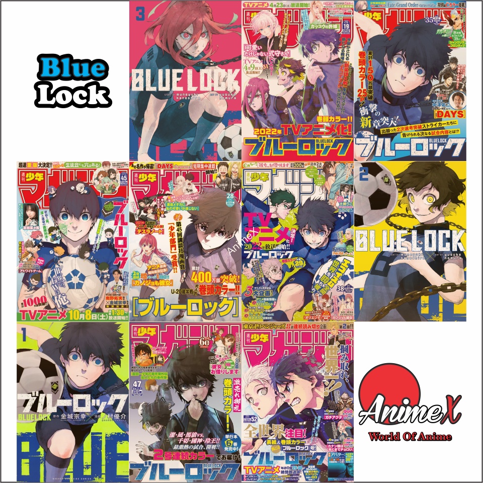 Combo 10 Tấm Poster A4 Nhiều Anime Blue Lock, One Piece, Jujutsu Kaisen dán tường có sẵn keo AnimeX