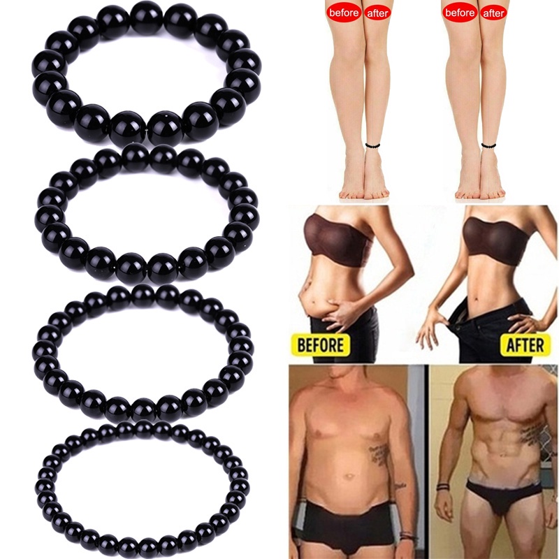 Vòng Tay Chuỗi Hạt Đá Obsidian Tròn Màu Đen / Đá Nham Thạch Chakra Đơn Giản Dành Cho Nam Và Nữ