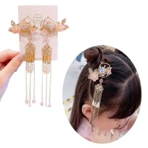 Mya Dangling Trang Trí Tóc Barrettes Cho Bé Gái Vintage Tóc Bun Bên Kẹp Mũ Đội Đầu