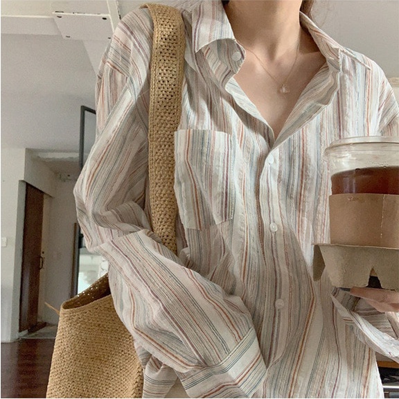 SUXI Áo Sơ Mi Nữ Dài Tay Cổ Bẻ Thời Trang Hàn