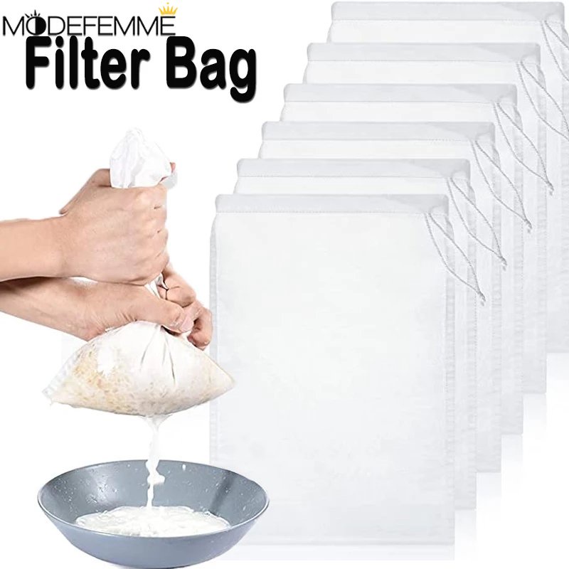 Set 100 / 200 / 400 Túi Lưới Lọc Sữa Đậu Nành / Rượu Tái Sử Dụng Tiện Lợi