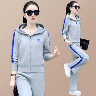 Set thể thao nữ- Bộ thu đông nữ- Set thu đông nữ- Set thu đông thể thao chất vải da cá _  Áo thu đông ôm quần dáng suông