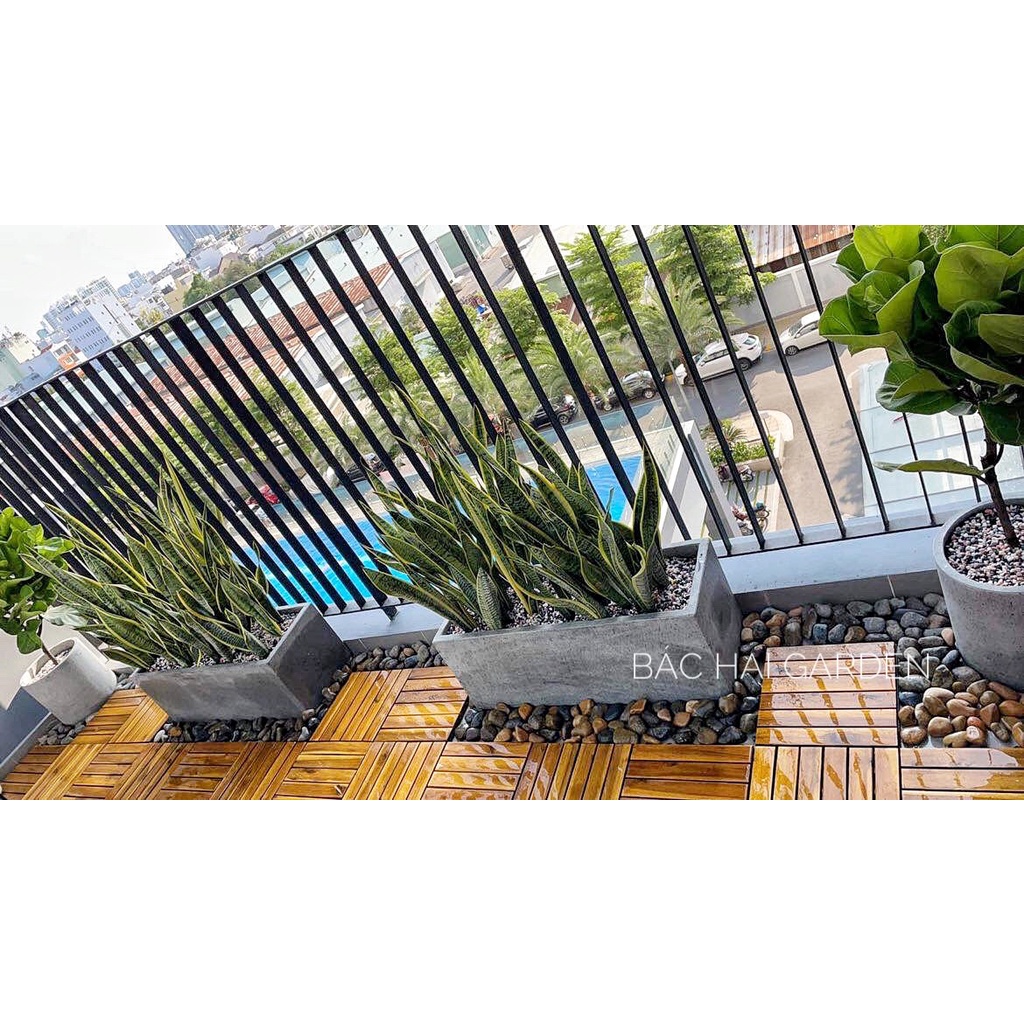 CHẬU TRỒNG CÂY XI MĂNG CHỮ NHẬT DÀI XÁM – ĐEN