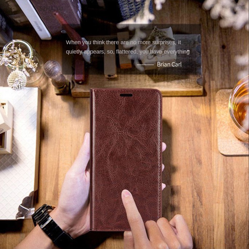 Ốp Điện Thoại Lật Cho iPhone 13 12 Mini 15 14 11 16 Pro Max Plus Ốp Lưng Da Thật Ví Đựng Thẻ Bao