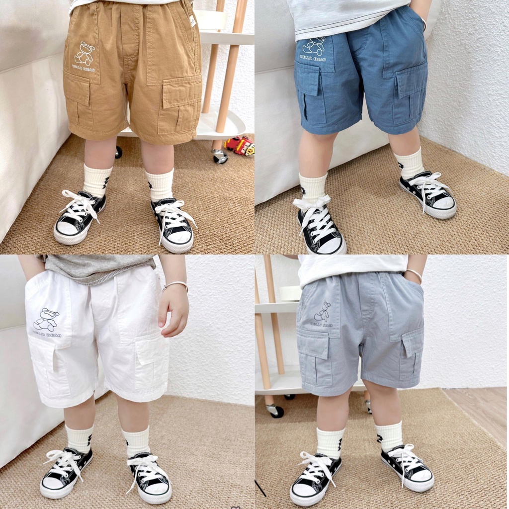 Quần kaki lửng nhiều màu cho bé trai MINTSCLOSET Mints Closet đùi in hình 1 2 3 4 5 6 tuổi - QR8627