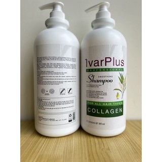 Cặp Dầu Gội Xả IVARPLUS Collagen giảm rụng tóc, cấp ẩm, siêu thơm siêu mượt tóc công thức chuẩn salon 2000ml