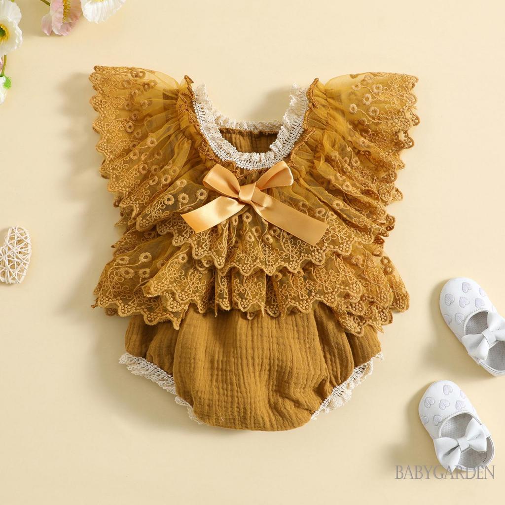 Áo Liền Quần Tay Xòe In Hoa Dành Cho Bé Gái 0-18 Tháng Tuổi