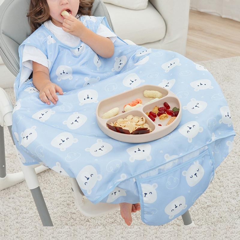Tạp dề trẻ em mặt trăng Yếm cho bé Yếm ăn chống lộn xộn Smock Khăn trải bàn ghế cao 2 trong 1