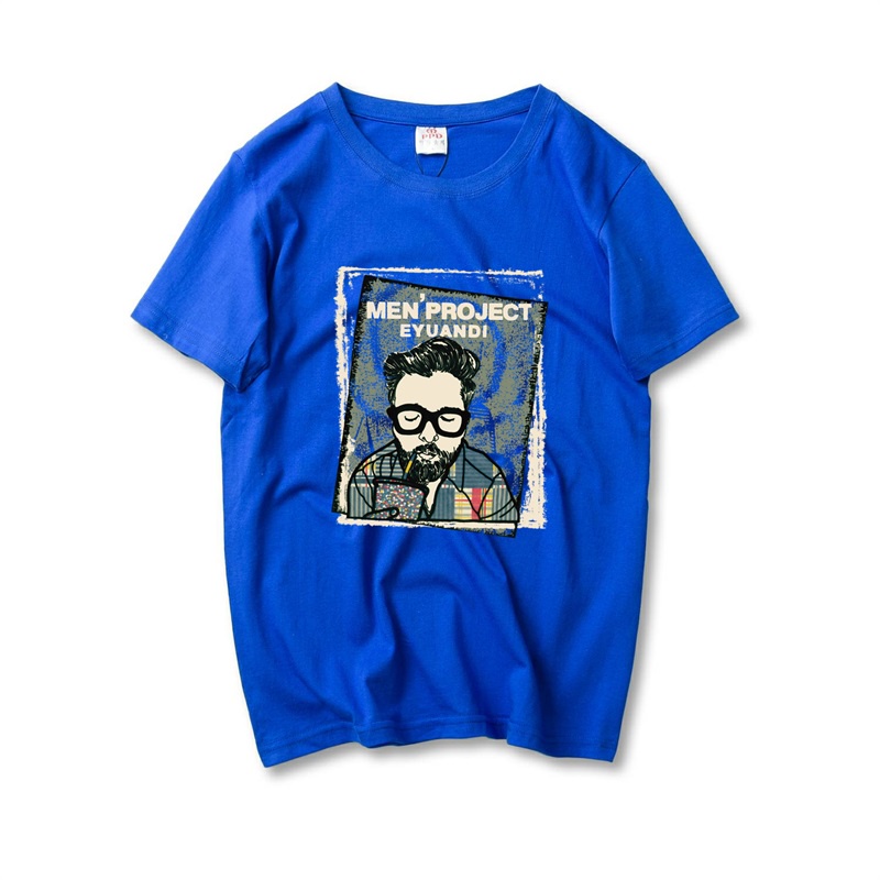 Áo Thun Nam HappyFamily - Mẫu Họa Tiết MEN'S PROJECT EYUANDI Chất Vải Cotton 100-Màu Xám Đen Đỏ Xanh Dương