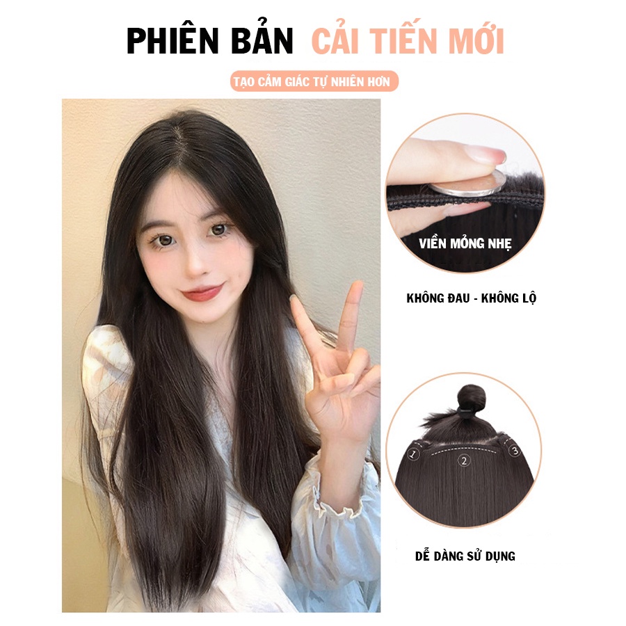 Tóc giả kẹp phím thẳng,kẹp phồng chân tóc,sét 3 dải kẹp 45CM