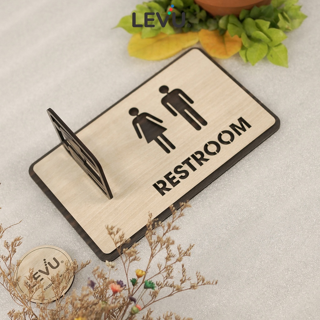 Bảng restroom 3D gắn tường thiết kế hiển thị đa chiều sáng tạo LEVU-TL38