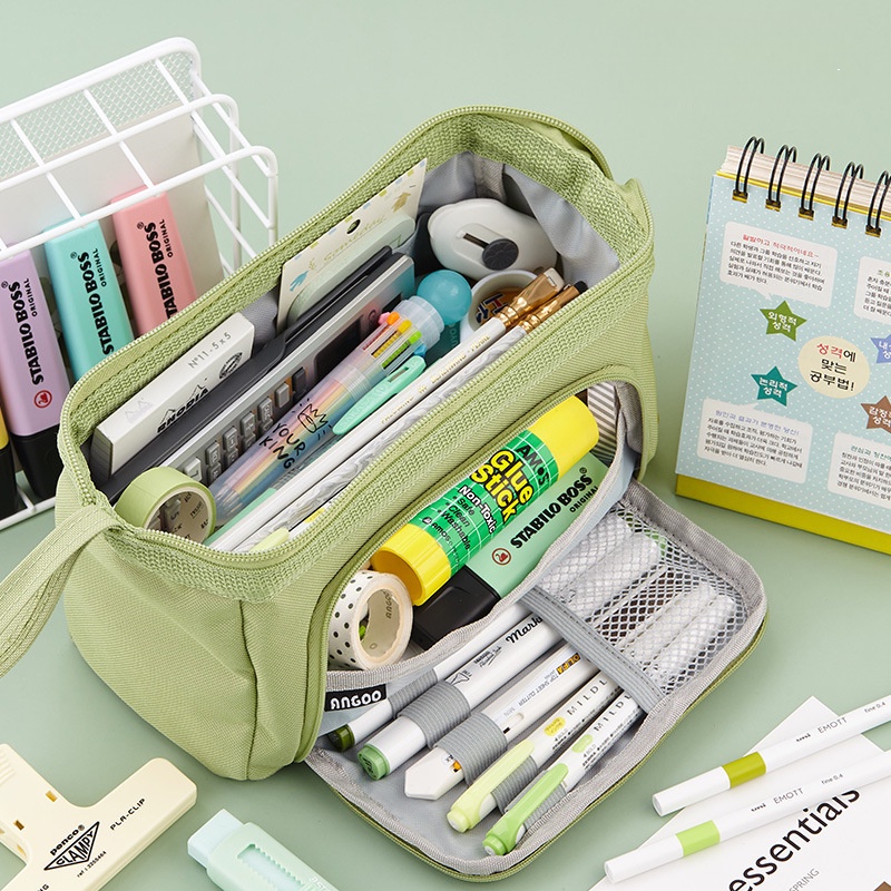 Hộp đựng bút học sinh dung tích lớn 2 ngăn,Túi đựng bút nhiều ngăn bằng vải canvas,HỘP đựng bút loại lớn,Hộp đựng văn phòng phẩm,đồ dùng học tập
