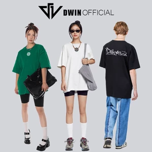 Áo thun unisex DWIN SIGNATURE logo thời trang basic tee phông trơn nam nữ tay lỡ oversize form rộng AT02C