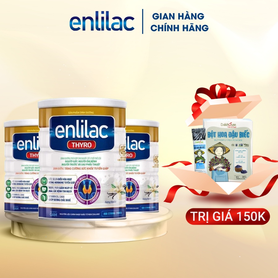 Sữa bột Enlilac Thyro - 3 lon 400g - Dinh dưỡng cho người mắc bệnh tuyến giáp