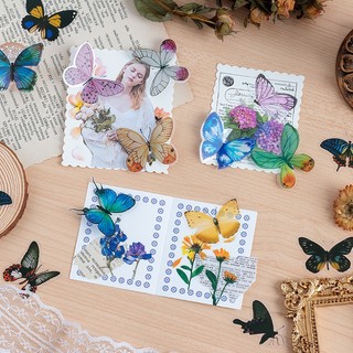 Bộ 40 Miếng Dán Chống Thấm Nước Hình Bướm Kiểu Vintage Dùng Trang Trí Sổ Tay