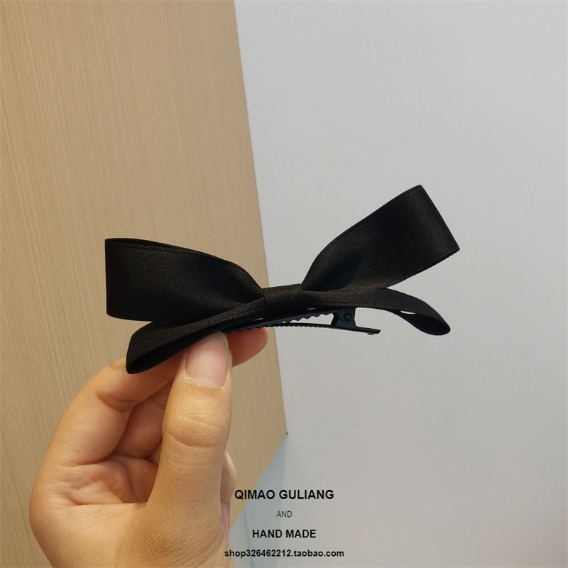 Kẹp Tóc Nơ Nhỏ Màu Đen / Hồng Dễ Thương Cho Bé Gái