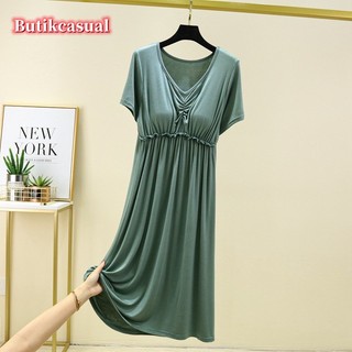 Đồ ngủ Cotton Tay Ngắn Cổ Chữ V Có Mút Đệm Ngực Thời Trang Mùa Hè Xinh Xắn Cho Nữ