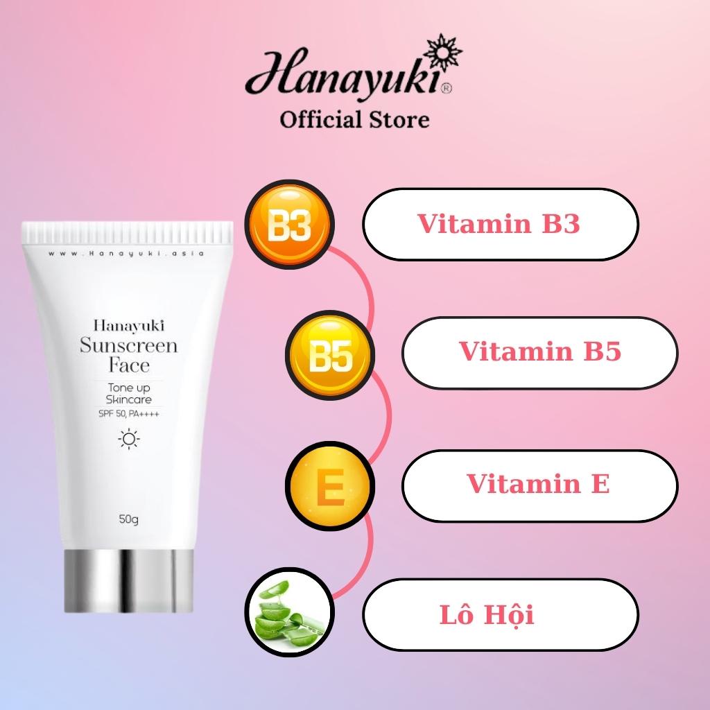 Ảnh Kem Chống Nắng Hanayuki Sunscreen Face Nâng Tông Dưỡng Trắng SPF 50+/PA++++, Kem Chống Nắng Hanayuki Chính Hãng 50g CN02 2