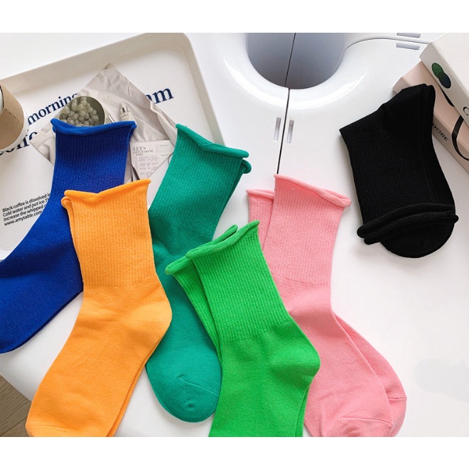 Vớ Tất cotton nữ cổ nhún đủ màu phong cách Hàn Quốc, trẻ trung, năng động.
