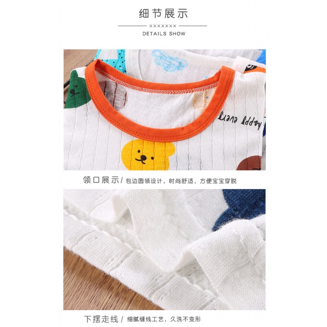 Trẻ Em Ba Phần Tư Tay Áo Homewear Mùa Hè Điều Hòa Quần Áo Bé Trai Bé Gái Mùa Hè Mỏng Thoáng Khí Bộ Đồ Ngủ
