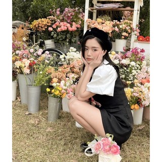 [S2.3052] Set 3 Món Áo Sơmi Tay Bồng Mix Gile +Chân Váy Linen 2 Lớp Có Ảnh Thật