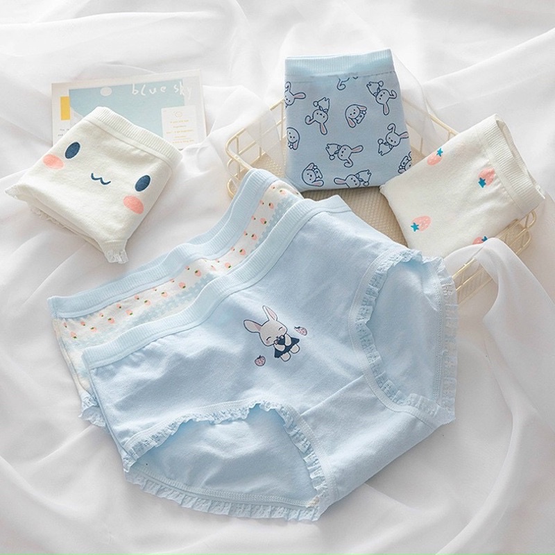 QUẦN LÓT CUTE COTTON THỎ DÂU XANH 8015
