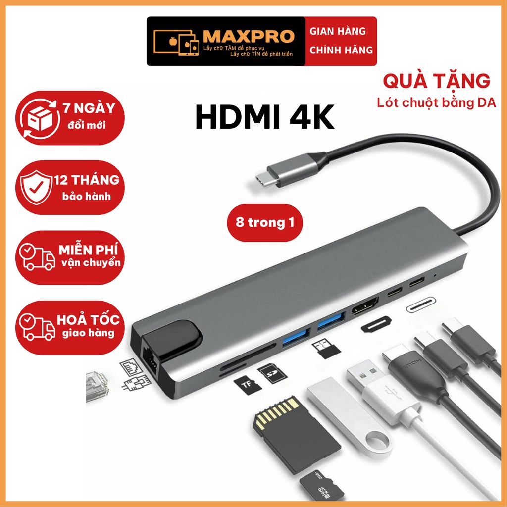 Hub Type C to HDMI 4K-60Hz cho Macbook/iPad/Laptop/Điện thoại, Hub ...
