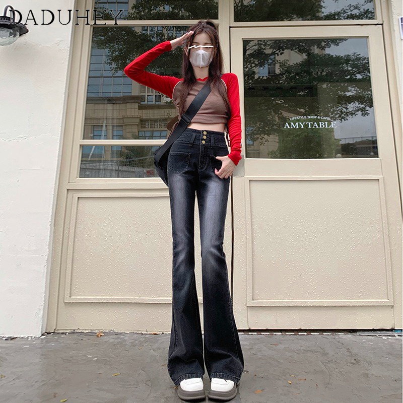 Ảnh Quần jean DaDuHey màu retro họa tiết wasg ống loe thời trang Hàn Quốc 2023 4
