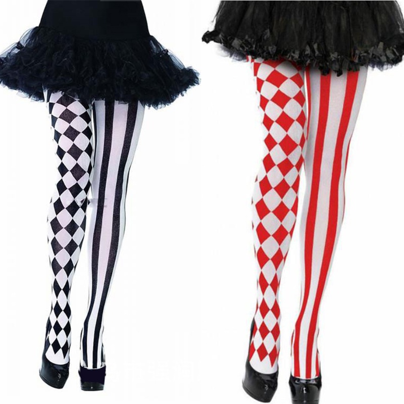 Dasbsug Halloween Nữ Đảng Cosplay Quần Checkered Kim Cương Kẻ Sọc In Chiều Dài Toàn Bộ Quần Chú Hề Trang Phục S