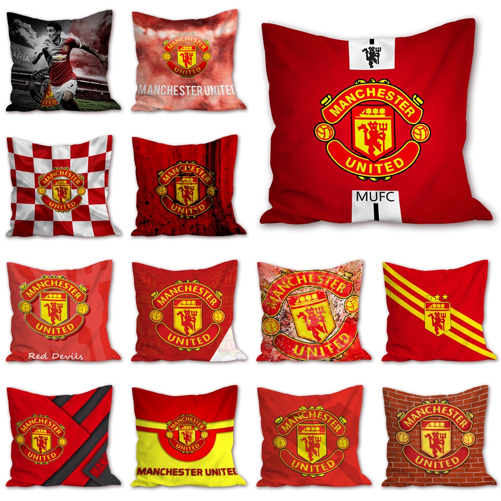 Vỏ Gối Polyester Một Mặt In Logo Câu Lạc Bộ Bóng Đá Manchester United Trang Trí Nhà Cửa (Không Kèm Lõi)