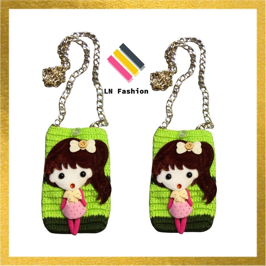 Túi đựng điện thoai móc thủ công bằng len- Túi len handmade- Móc len thủ công