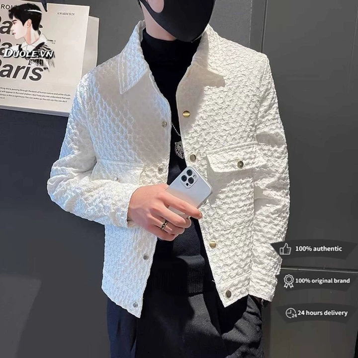 【m-3xl】Áo khoác nam fashion cotton simple unisex in nổi dáng ôm phong cách hàn quốc nhật bản 2 màu tùy chọn áo khoác nam trắng unisex áo khoác nam Hàn Quốc khoác bigsize áo khoác gió nam đen