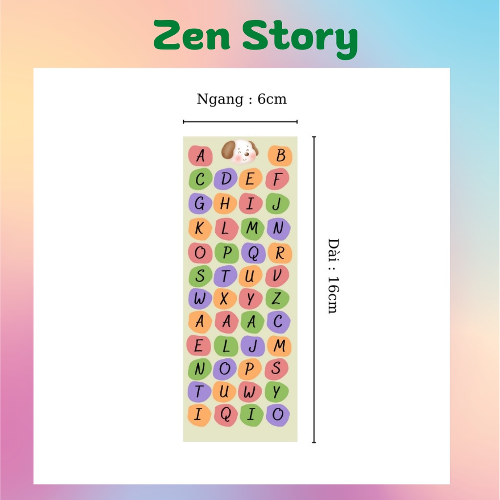 Sticker chữ cái alphabet dùng decor top loader, Miếng dán trang trí sổ ...