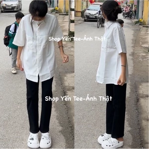 Áo sơ mi đi học 2 túi vuông Yến Tee Shop , chất nhung lì cao cấp không lộ #1016