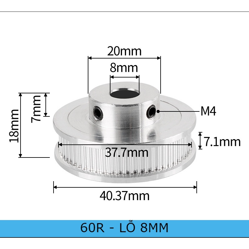 Puly bánh răng đồng bộ - ròng rọc truyền động dây curoa mini GT2 ...