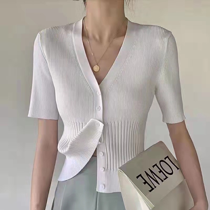Áo len nữ cổ chữ V dệt kim cỡ lớn cổ điển Hàn Quốc