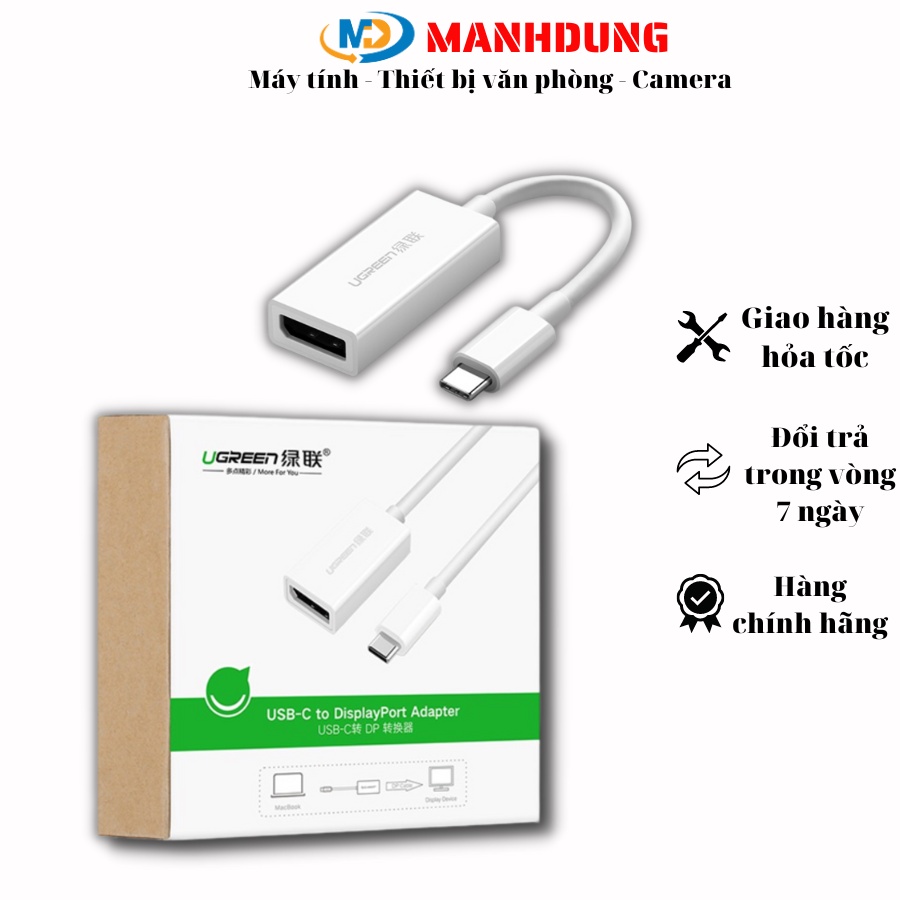 Ugreen 40372 15CM màu Trắng Bộ chuyển đổi TYPE C sang DISPLAYPORT ...