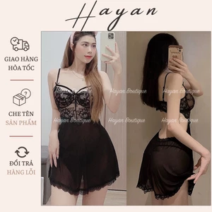HT52 Váy ngủ sexy chiết eo dây đan v1 triết eo, đồ ngủ ren xuyên thấu mềm mại gợi cảm HT52