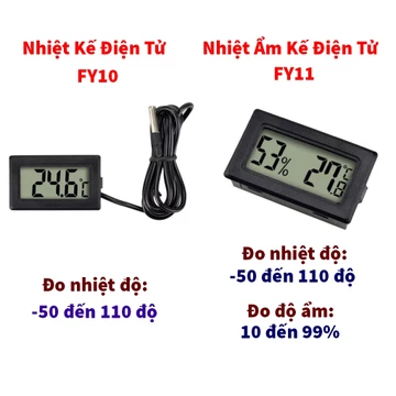 Nhiệt Kế Điện Tử -50*C ~ 110*C Có Đầu Dò Nhiệt Độ, Nhiệt Ẩm Kế Điện Tử Đo Nhiệt Độ Và Độ Ẩm 10-90% (Có Sẵn Pin)