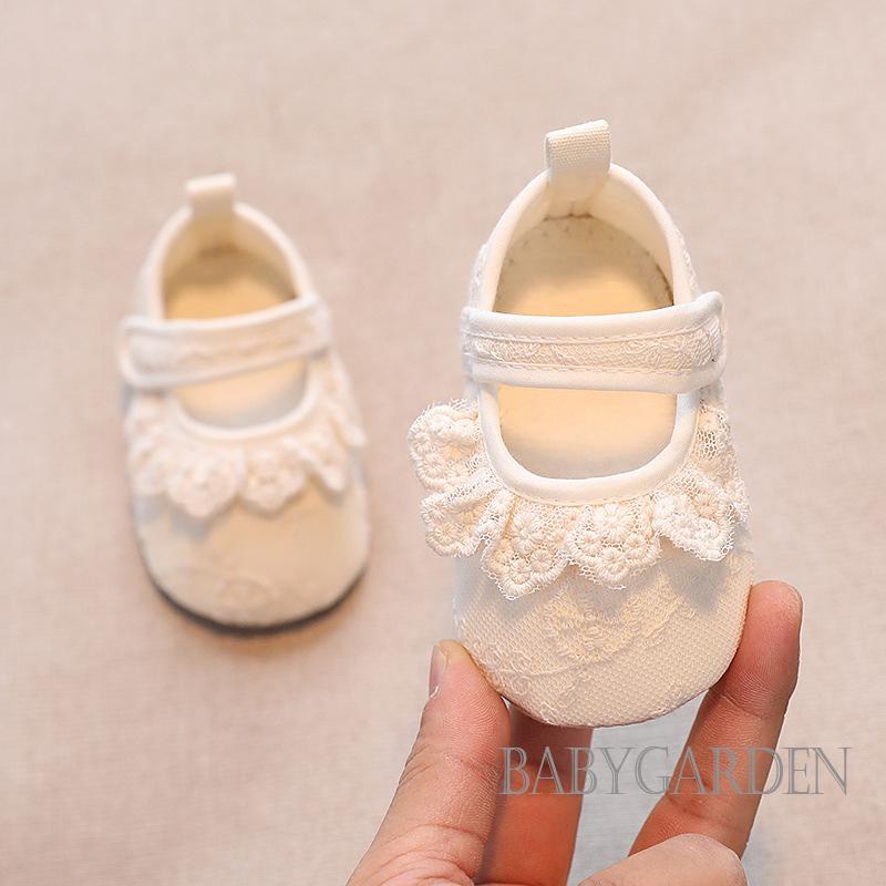 Giày Công Chúa Đế Mềm Chống Trượt Đính Nơ Ren Dễ Thương Cho Bé Gái