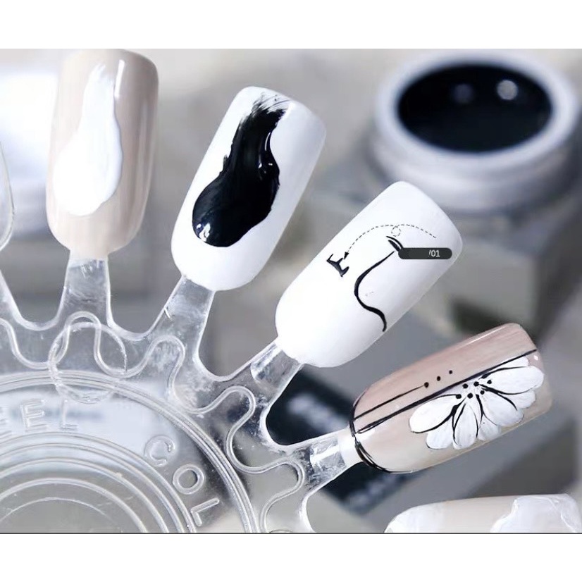 Gel in , Gel vẽ nail đen trắng siêu đặc