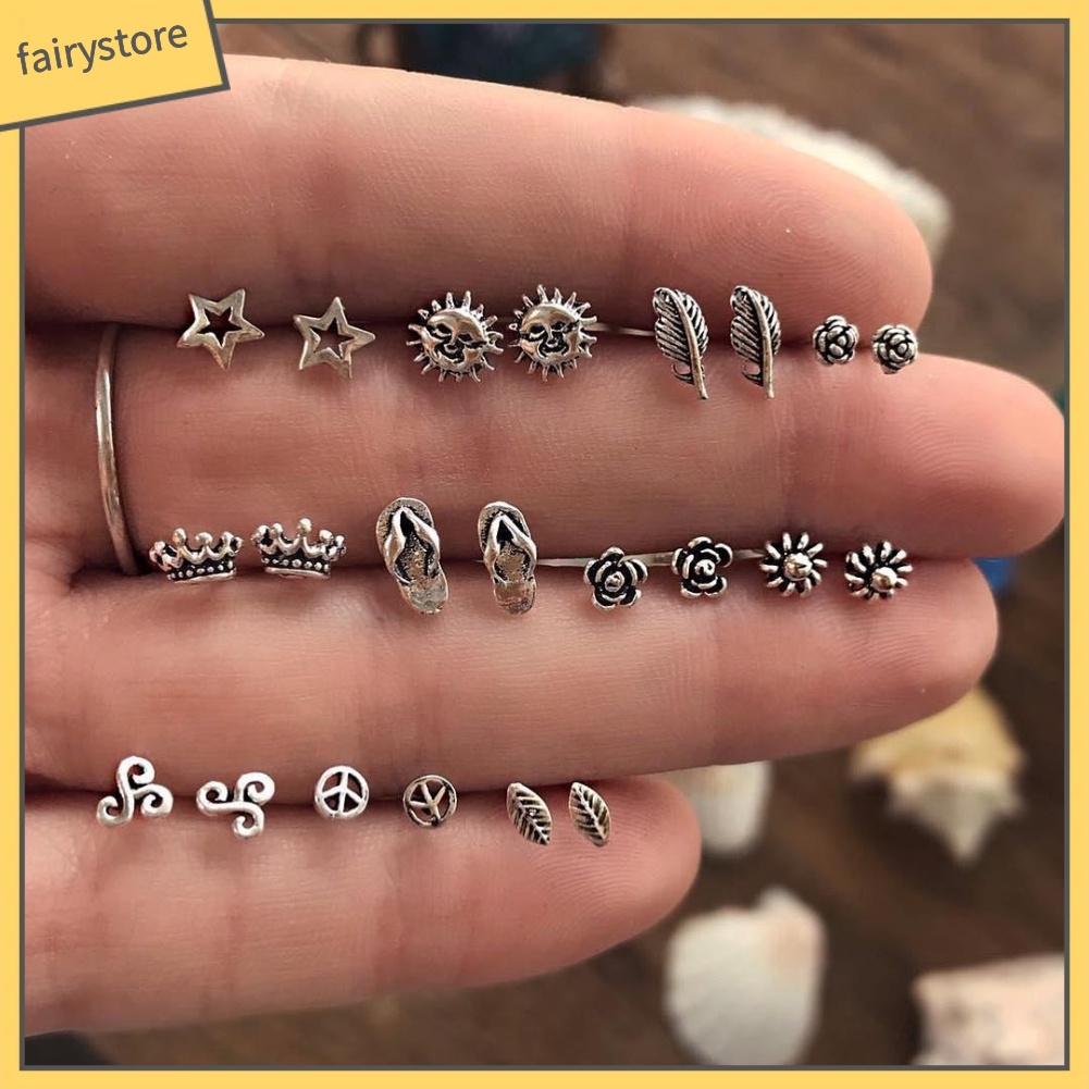 Set 11 Đôi Khuyên Tai Phong Cách Bohemia Thời Trang Cho Nữ (11 Cặp)