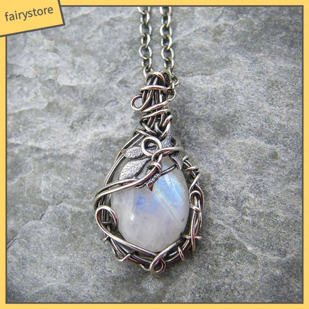 Vòng cổ Mặt Đá Mặt Trăng Màu Sắc Vintage Chất Lượng Cao [Fairy1] Cho Nữ