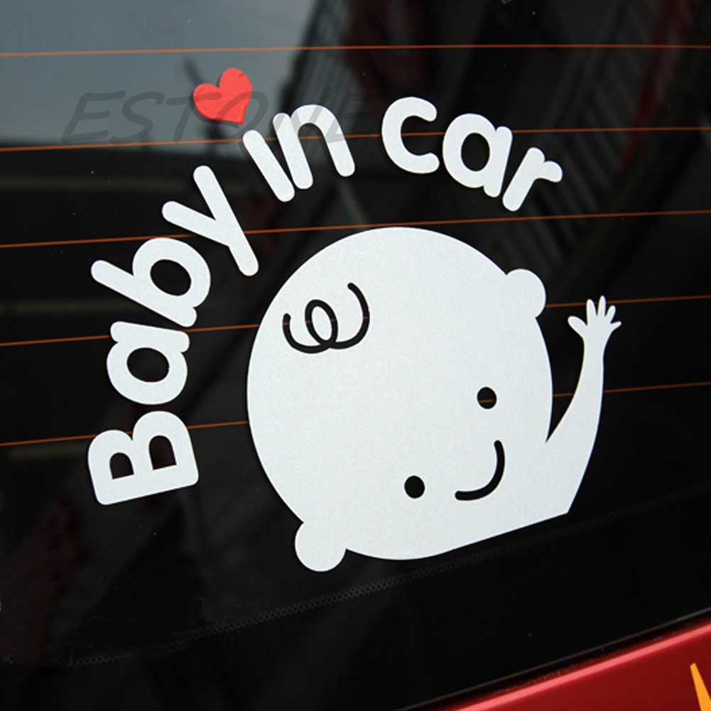 Ppy Baby In Car Waving Baby on Board Dấu hiệu an toàn Decal dán Vinyl xe dễ thương
