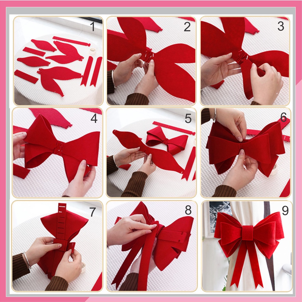 Nơ trang trí DIY, nơ đỏ may mắn trang trí nhà cửa, lễ tết - Kem Shop K326