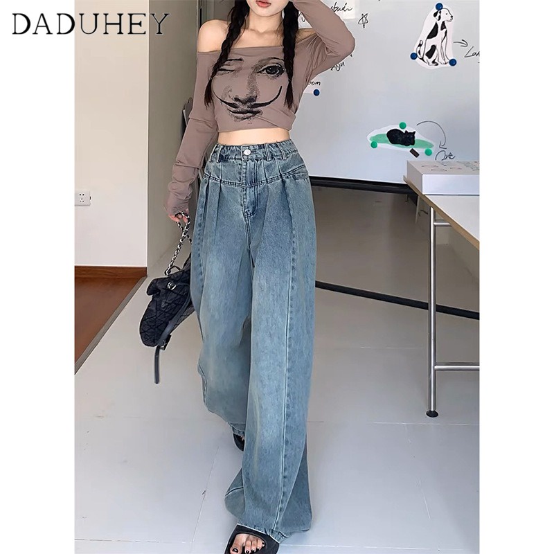 Ảnh Quần jean Daduhey lưng cao dáng rộng thời trang Mỹ retro 2023 mới 3