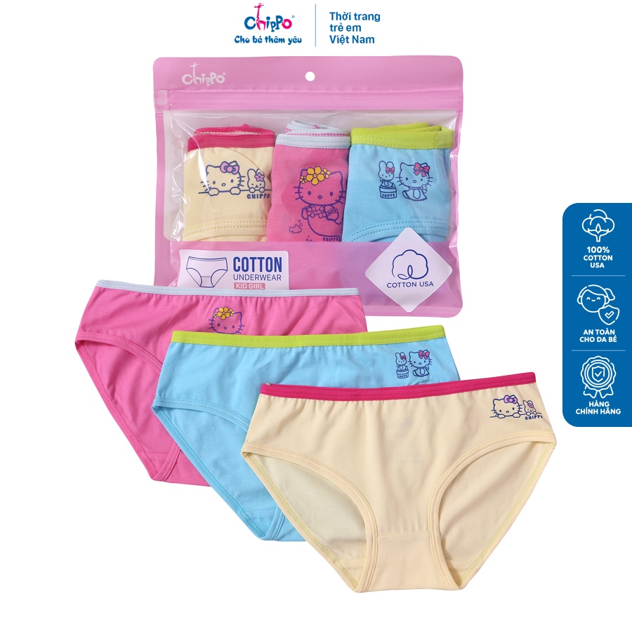 Ảnh Set 3 quần chip bé gái Chippo 100% cotton Quần lot bé gái từ 10 đến 42kg 2