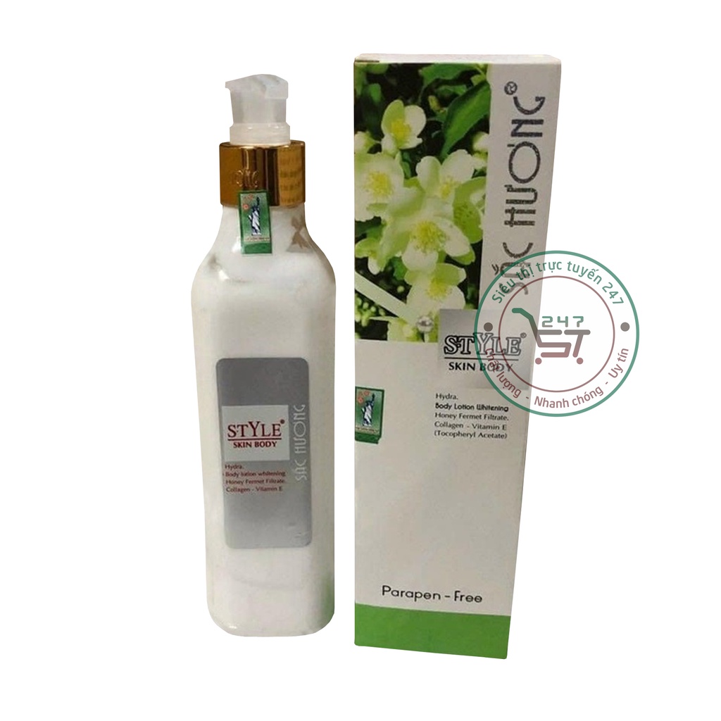 Sữa dưỡng thể Trắng da toàn thân Giữ ẩm Chống nắng Sắc Hương 250ml (trắng-xanh lá)