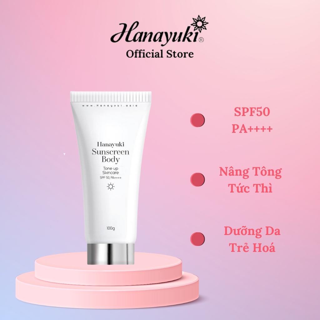 Ảnh Kem Chống Nắng Hanayuki Sunscreen Body Nâng Tông Dưỡng Trắng SPF 50+/PA++++, Chống Nắng Hanayuki Chính Hãng 100g CN03 1