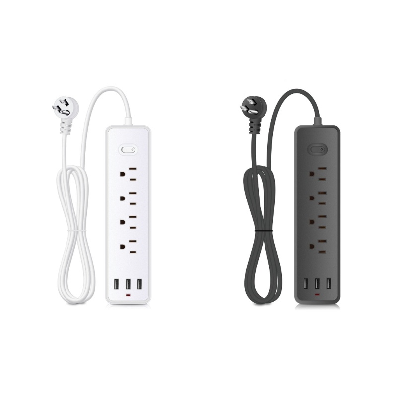 Star 7 trong 1 Power Strip Surge Protector US Plug Wall Outlet Adapter với 4 cổng AC-Outlets có nhịp độ rộng 3x cổng USB
